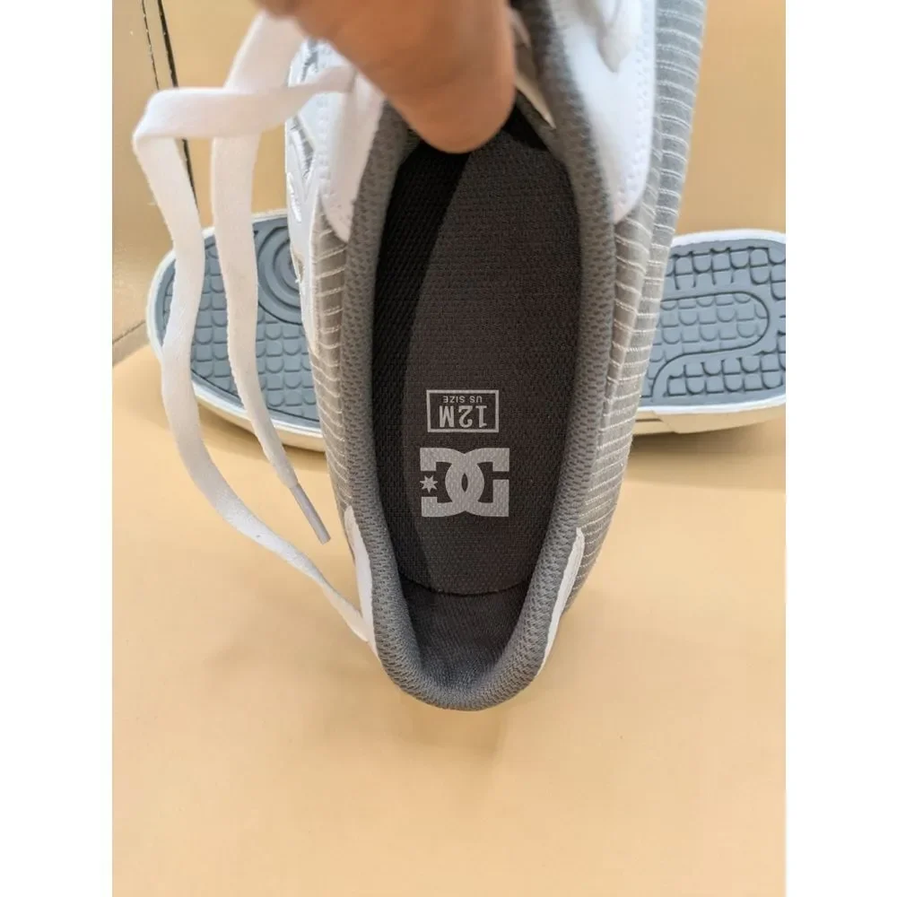 DC Men's Trase TX Sneaker, Size 12 M, Skate Shoes White, Gray ,B Grade